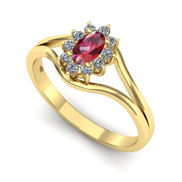 Inel logodna din aur galben cu rubin