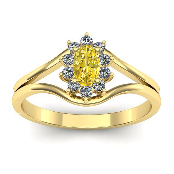 Inel logodna cu safir galben oval