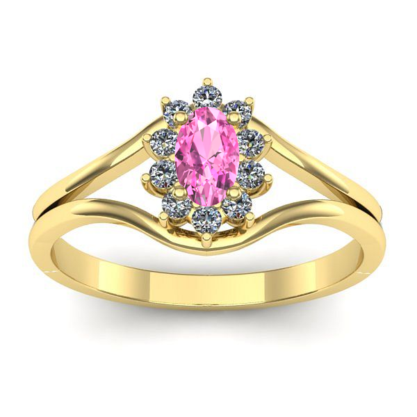 Inel cu safir roz oval