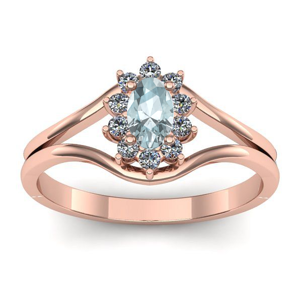 Inel de logodna cu aquamarin oval