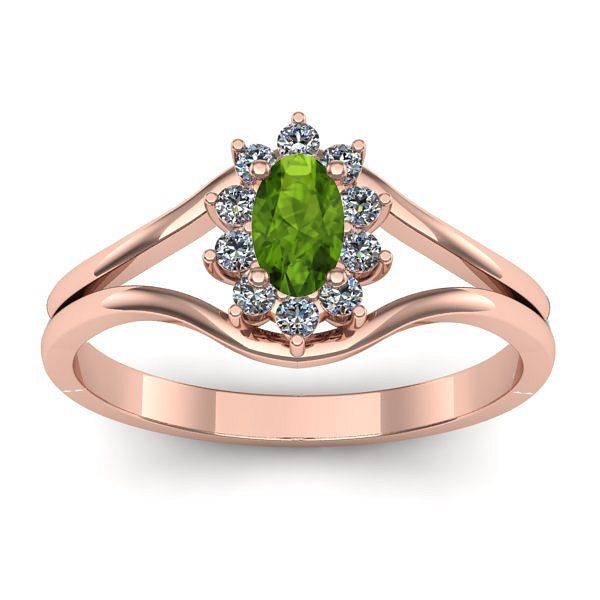 Inel de logodna cu peridot oval