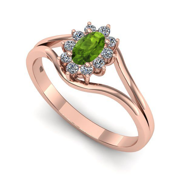 Inel din aur roz cu peridot