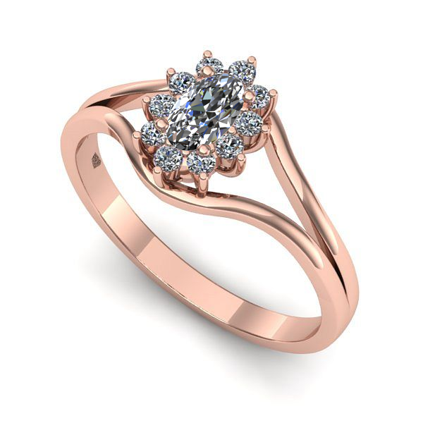 Inel logodna din aur roz cu safir alb