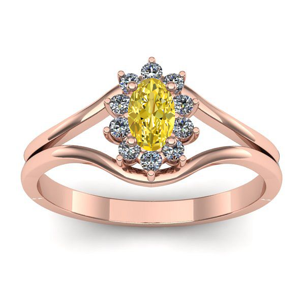 Inel logodna cu safir galben oval