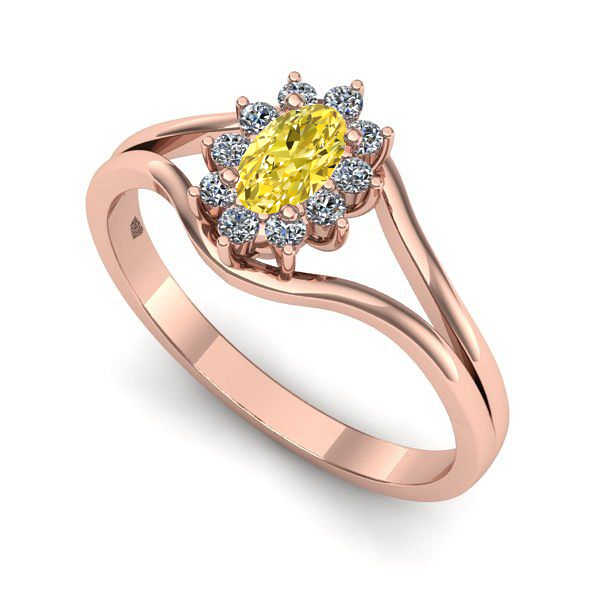 Inel din aur roz cu safir galben