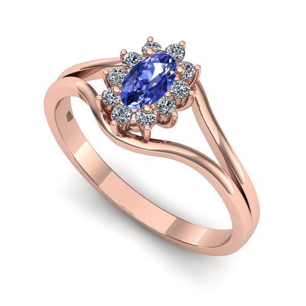 Inel din aur roz cu tanzanit