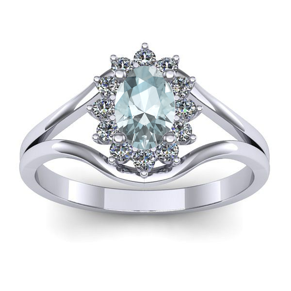 Inel de logodna cu aquamarin oval
