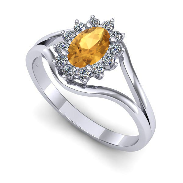 Inel din aur alb cu citrin