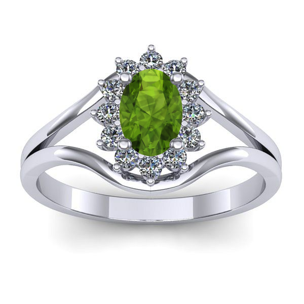 Inel de logodna cu peridot oval
