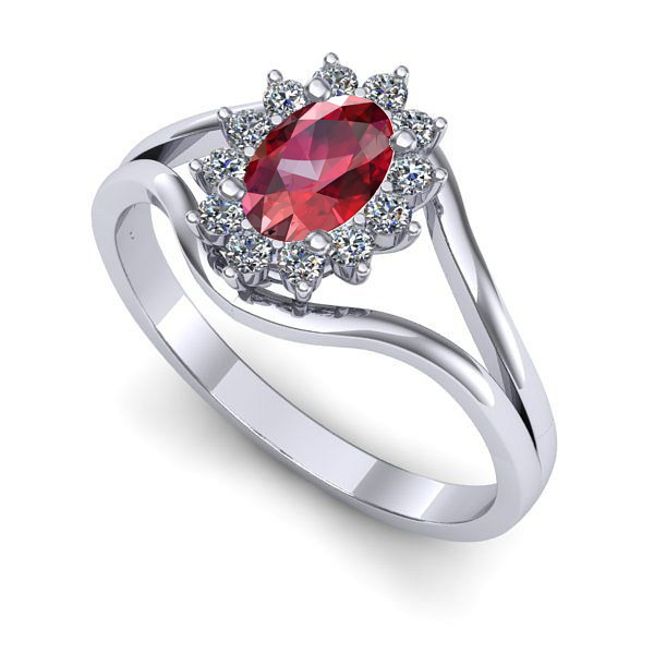 Inel din aur alb cu rubin