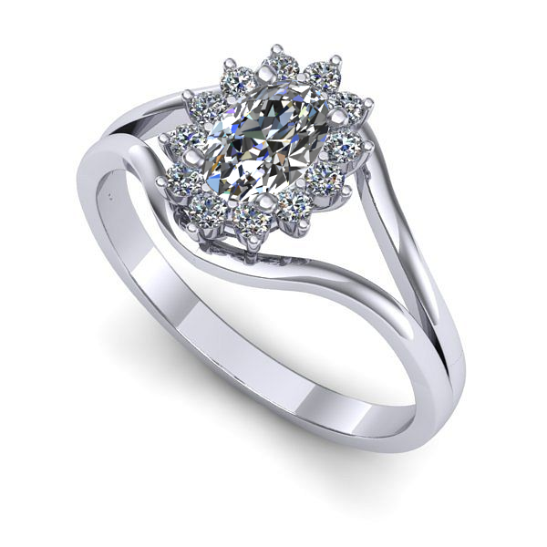 Inel din aur alb cu safir alb