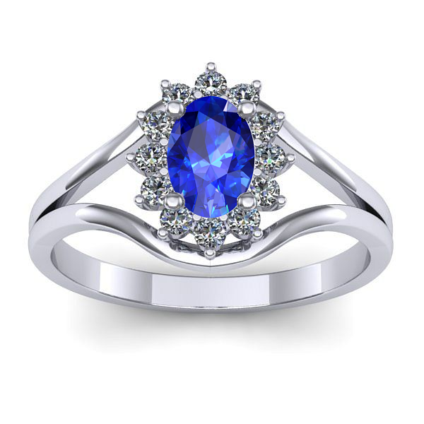 Inel de logodna cu safir oval