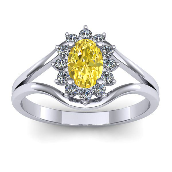 Inel de logodna cu safir galben oval