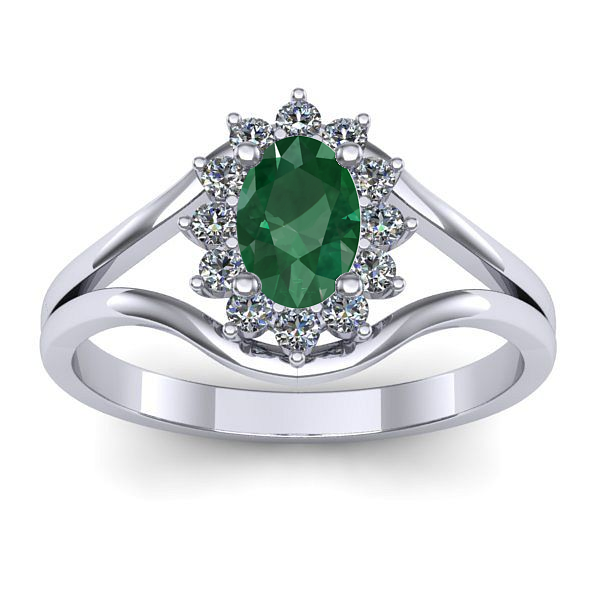 Inel de logodna cu smarald oval
