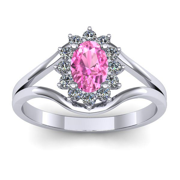 Inel cu safir roz oval