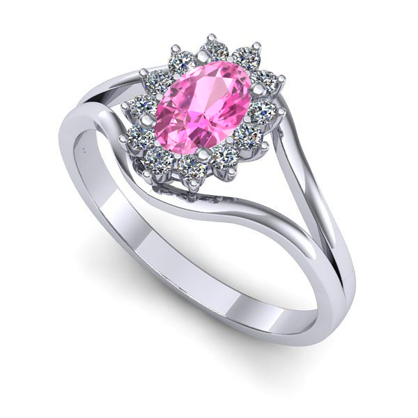 Inel din aur alb cu safir roz