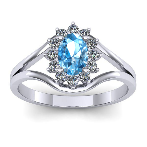 Inel de logodna cu topaz blue oval