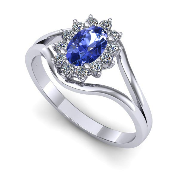 Inel din aur alb cu tanzanit