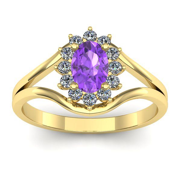 Inel logodna cu ametist oval