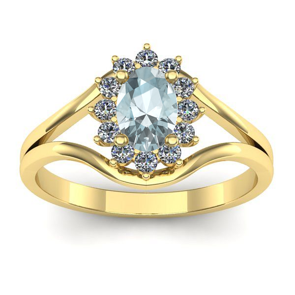 Inel de logodna cu aquamarin oval