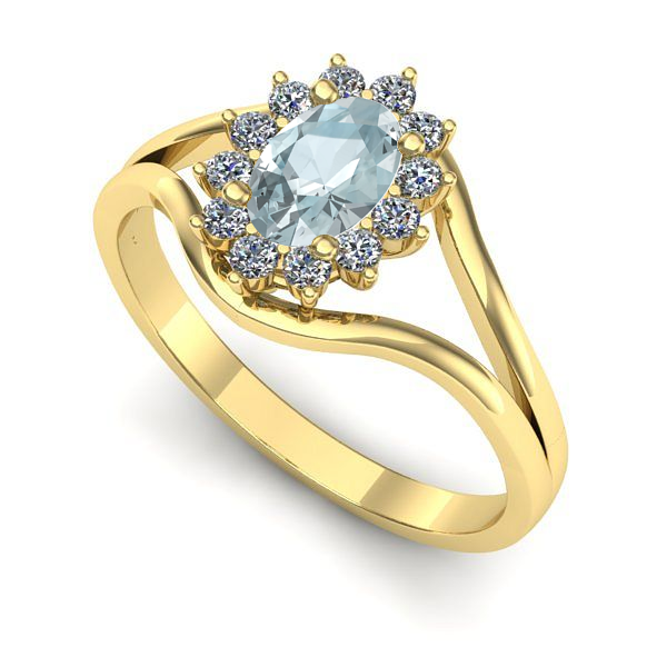 Inel din aur galben cu aquamarin