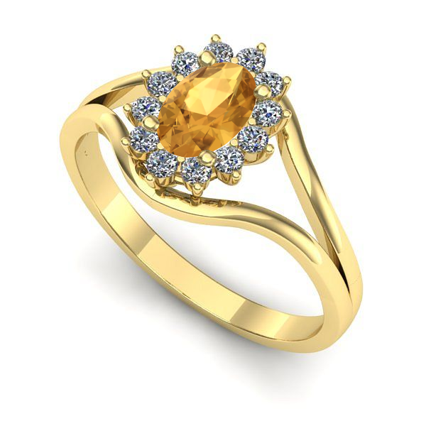 Inel logodna din aur galben cu citrin