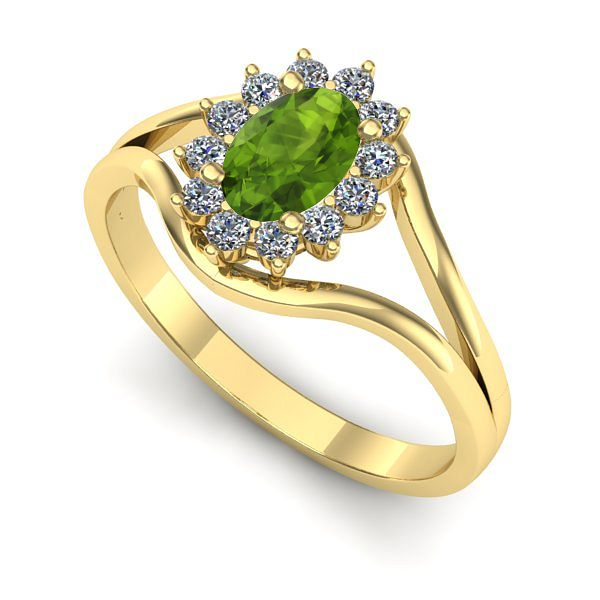 Inel de logodna din aur galben cu peridot