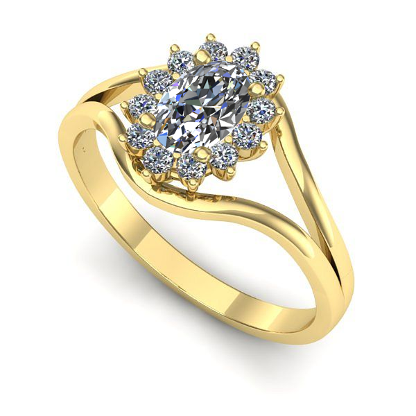 Inel de logodna din aur galben cu safir alb