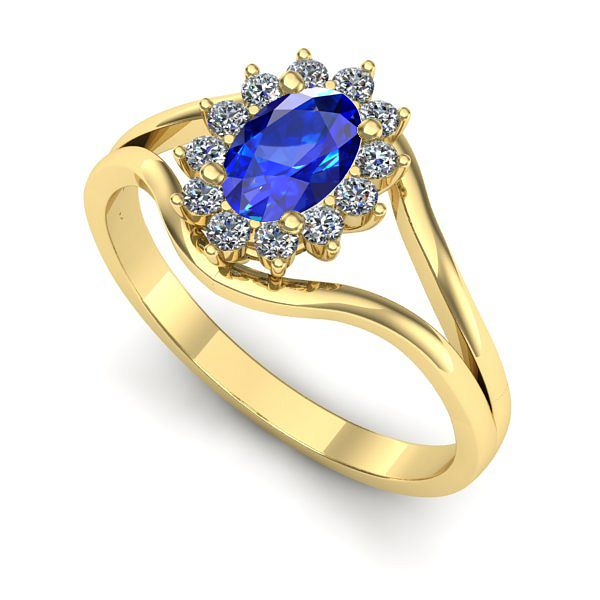 Inel logodna din aur galben cu safir