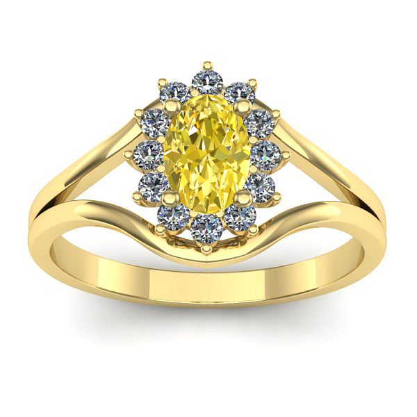 Inel cu safir galben oval