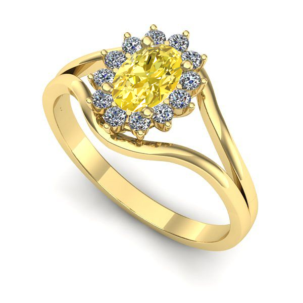 Inel de logodna din aur galben cu safir galben