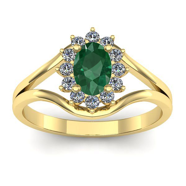 Inel de logodna cu smarald oval