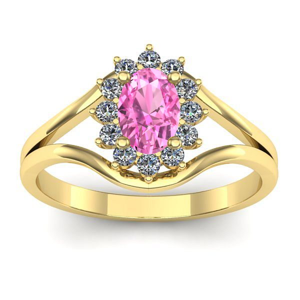 Inel cu safir roz oval