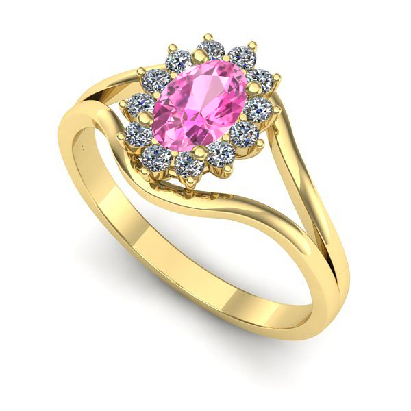 Inel de logodna din aur galben cu safir roz