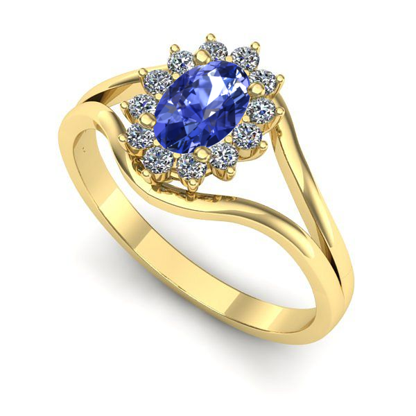 Inel logodna din aur galben cu tanzanit