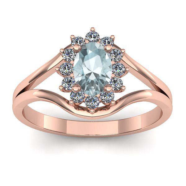 Inel cu aquamarin oval