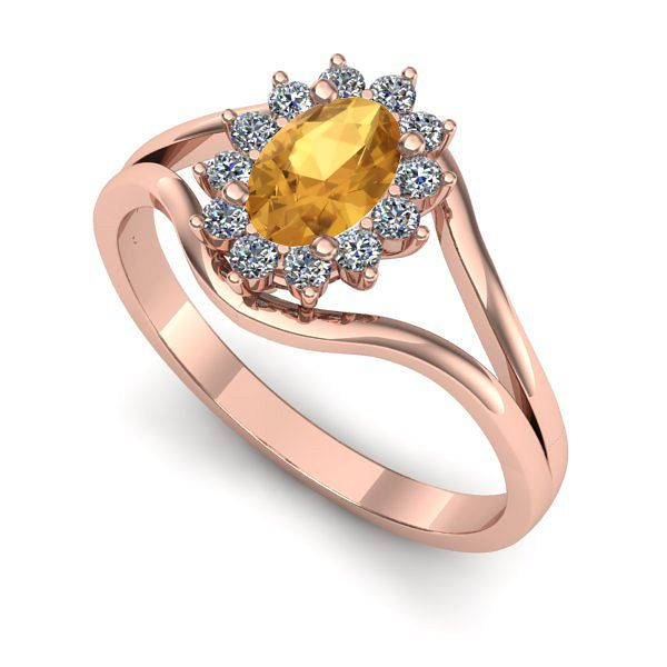 Inel logodna din aur roz cu citrin