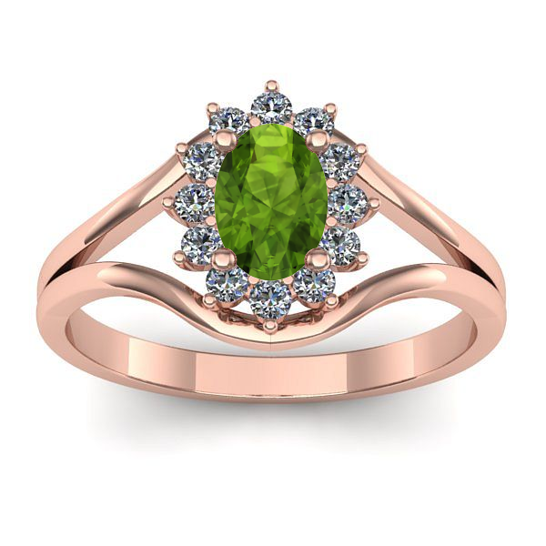 Inel de logodna cu peridot oval