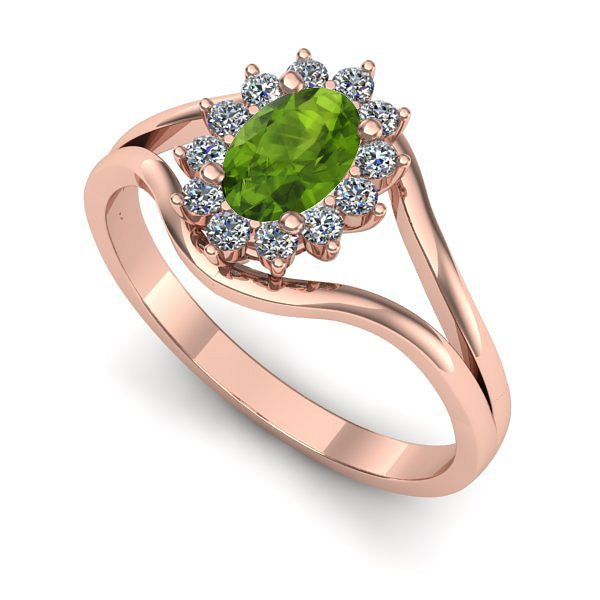 Inel din aur roz cu peridot