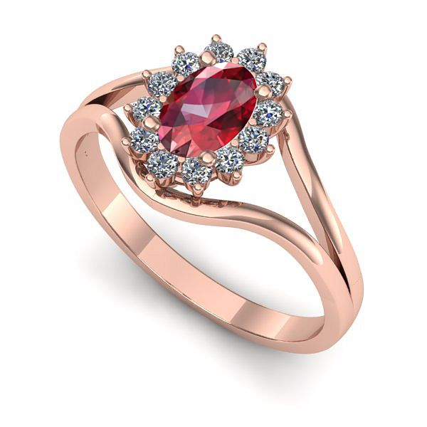 Inel logodna din aur roz cu rubin