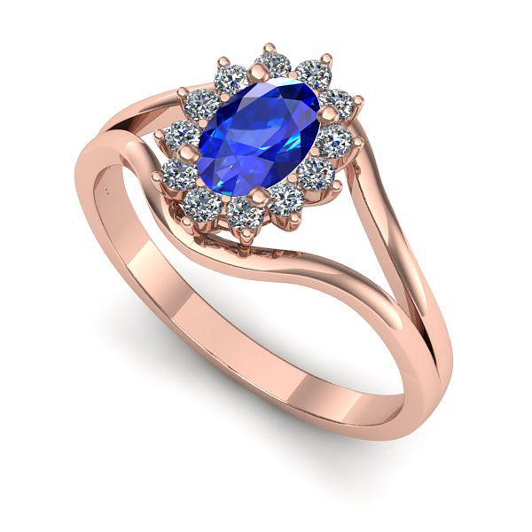 Inel din aur roz cu safir