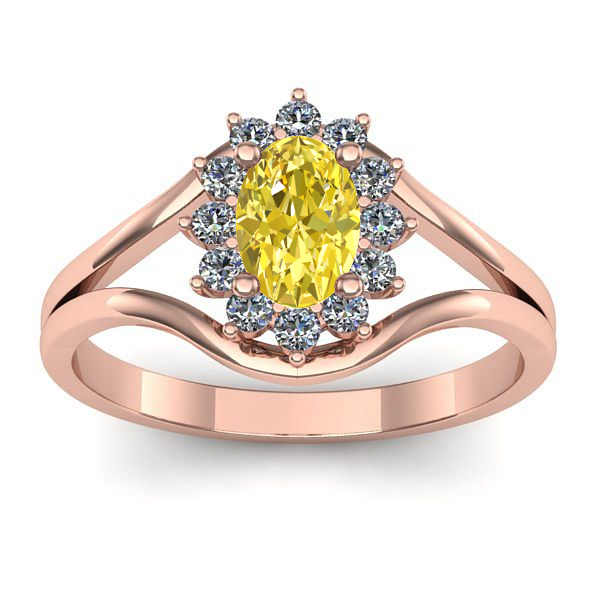 Inel de logodna cu safir galben oval
