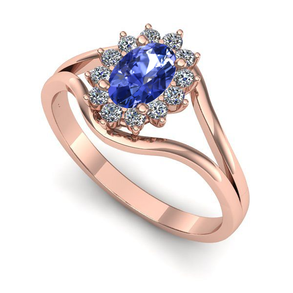 Inel din aur roz cu tanzanit