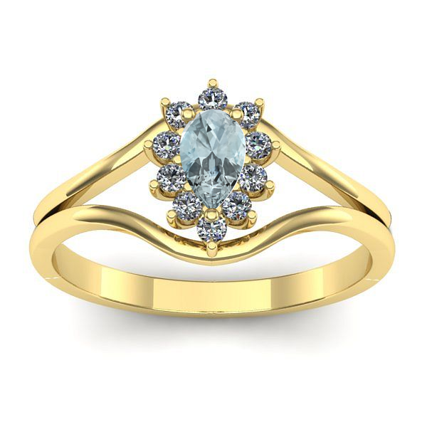 Inel de logodna cu aquamarin lacrima