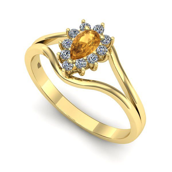 Inel din aur galben cu citrin