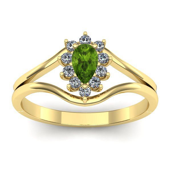 Inel de logodna cu peridot lacrima