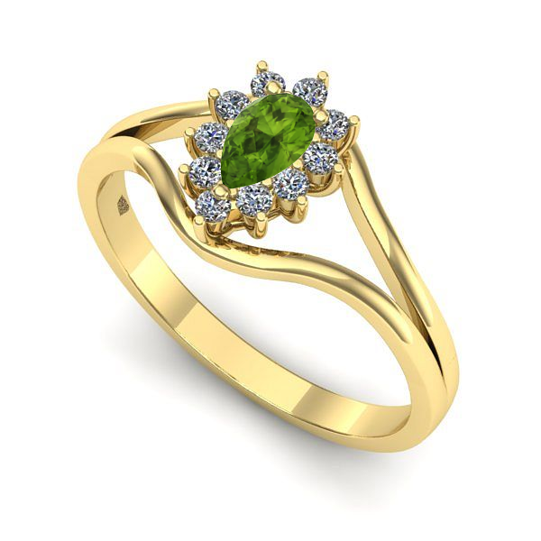 Inel de logodna din aur galben cu peridot
