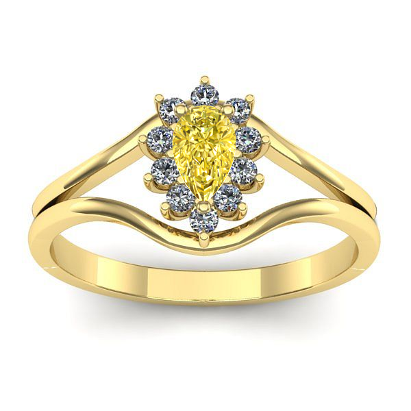 Inel logodna cu safir galben lacrima