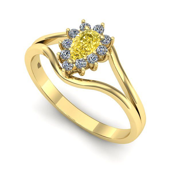 Inel de logodna din aur galben cu safir galben