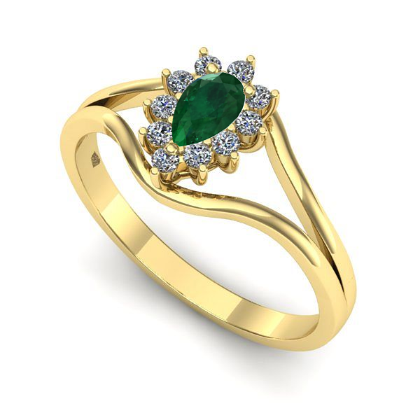 Inel din aur galben cu smarald